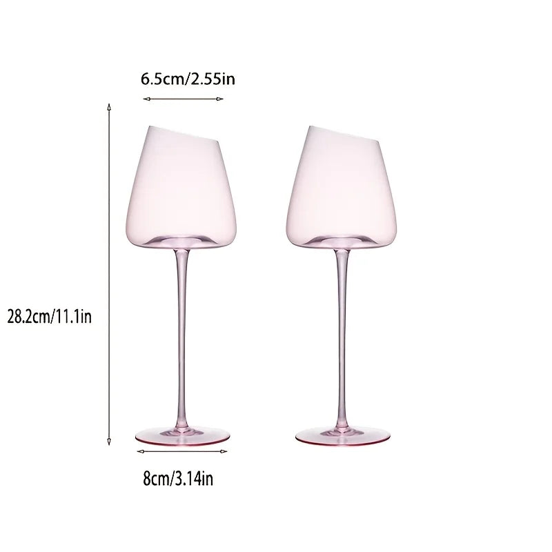 Blush Wine Glasses, Set of 2 – Slanted Rim Goblets