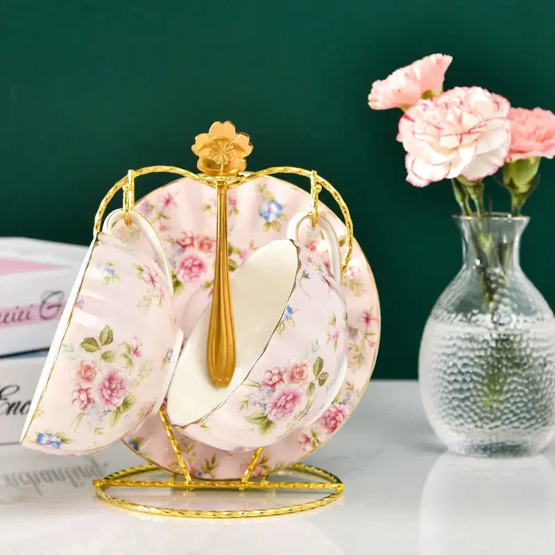 Rosavelle Floral Tea Cup and Saucer Set – Ceramic Coffee Cup