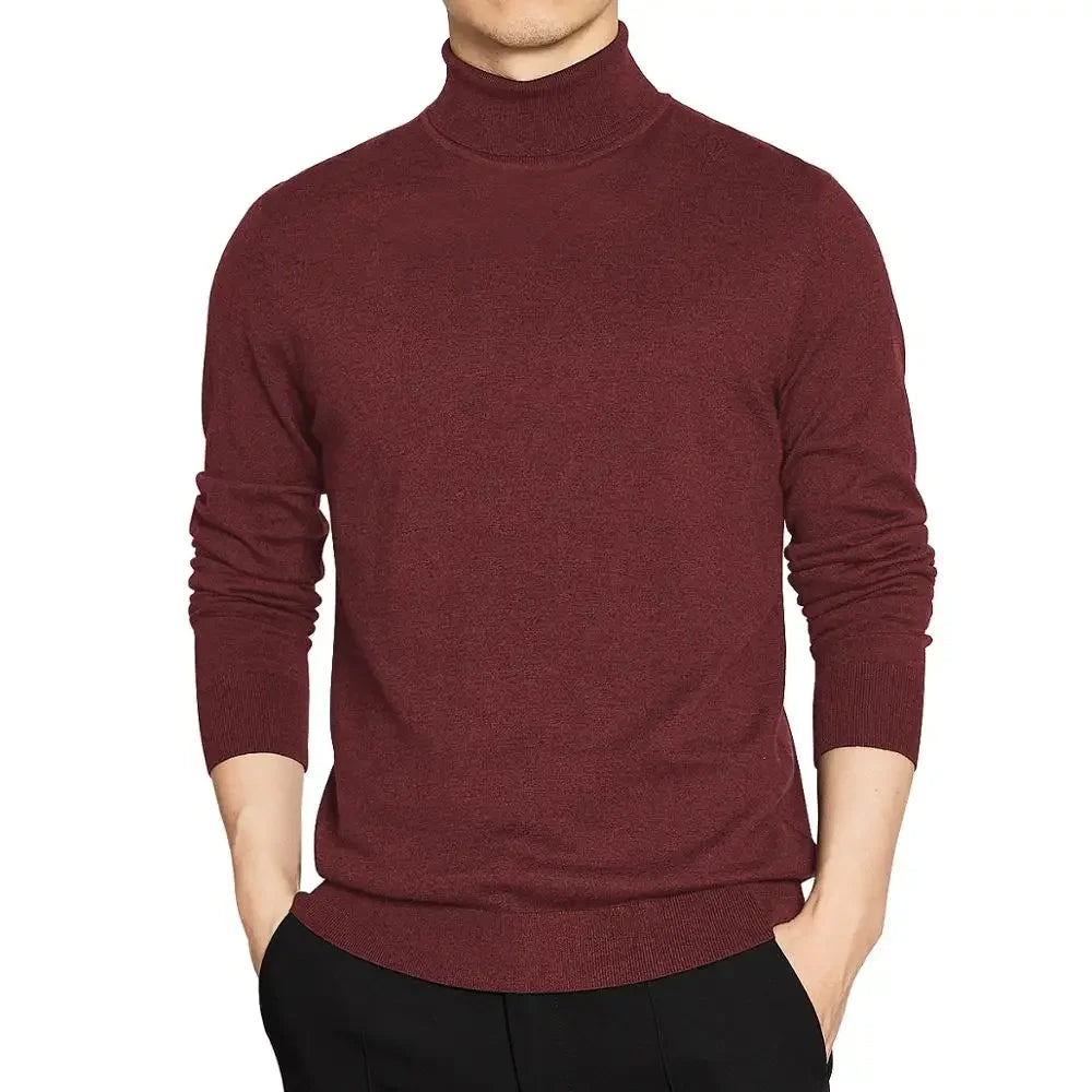 Men’s Roll Neck Jumper – Lightweight Knitted Pullover Sweater for Autumn and Winter Layering