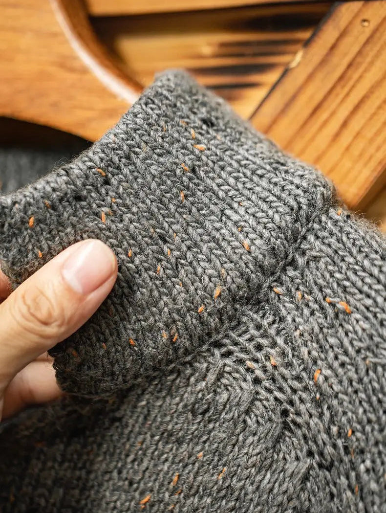 Brenwick Grey V-Neck Knitted Jumper – Men’s Textured Knitwear Pullover