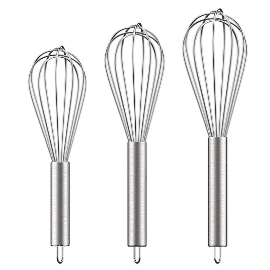 Stainless Steel Whisk Set – 3-Piece Hand Whisks for Baking, Cooking & Mixing