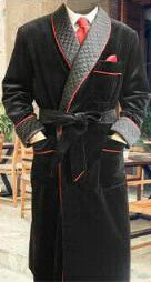 Arlington Men’s Velvet Smoking Jacket – Quilted Shawl Lapel Luxury Robe for Evening Lounge Wear & Classic Dressing
