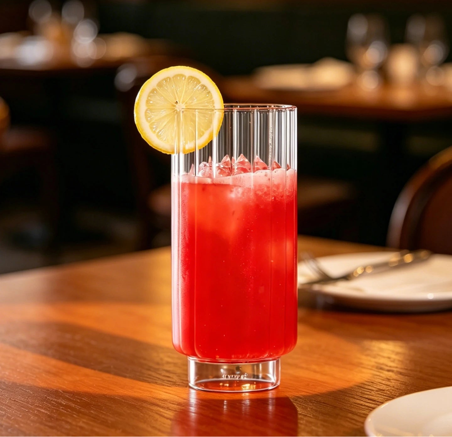 Rivelle Ribbed Highball Glass – Tall Cocktail & Juice Glass