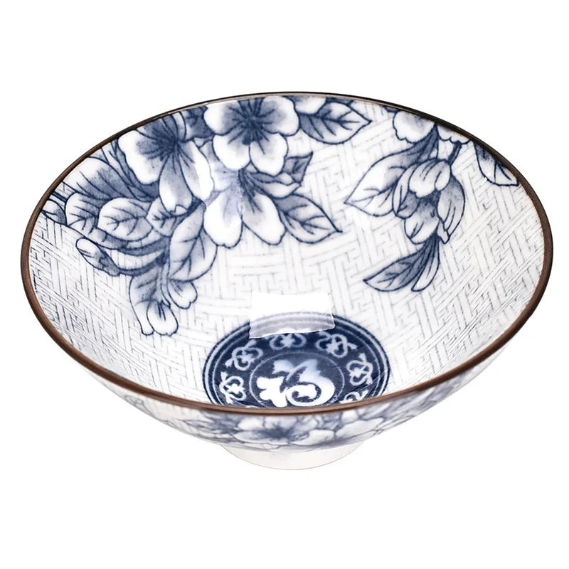 Renshiro Ceramic Tea Bowl Gift Set – 10 Piece Blue and White Tea Cups Set with Gift Box for Tea Serving and Tableware