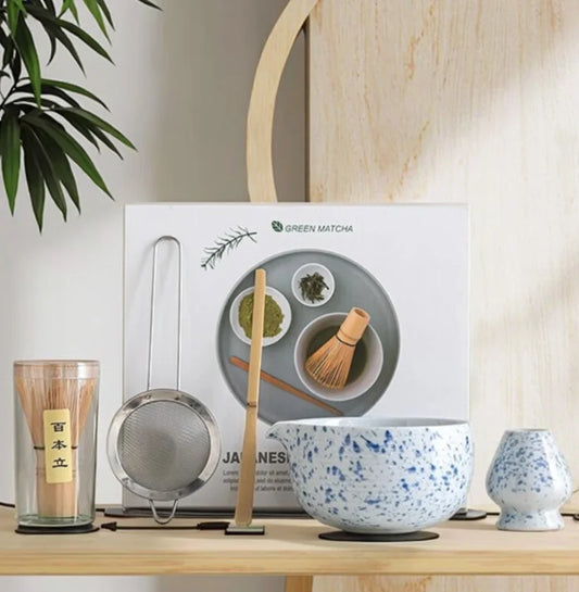 Aomi Matcha Gift Set – 5 Piece Japanese Matcha Whisk Set with Bowl, Scoop, Sifter & Accessories