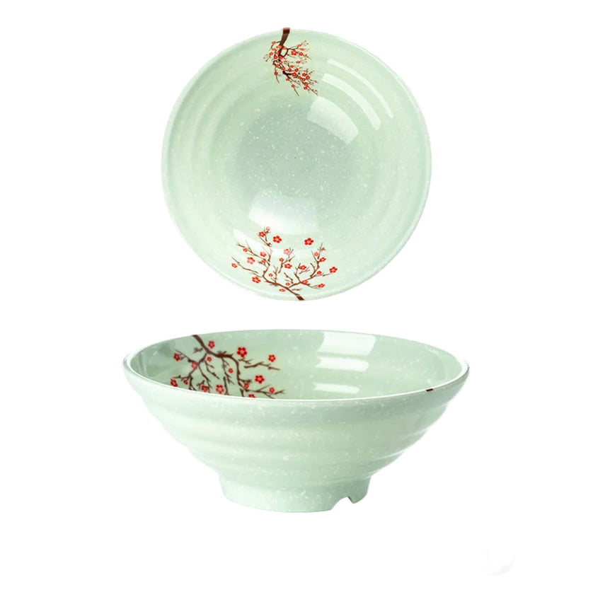 Hand-Painted Noodle Bowls – Large, Medium, Small Ramen, Pho & Soup Bowl Set in Brown, Blue, Green, Yellow