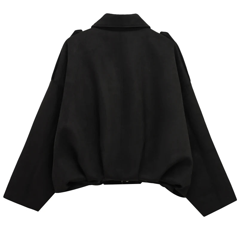 Sarvenna Faux Suede Balloon Bomber Jacket – Women’s Oversized Jacket in Black, Claret, Mocha & Khaki