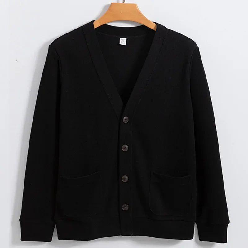 Men’s Button-Up Knit Cardigan – Long Sleeve Lightweight Casual Layer with Pockets