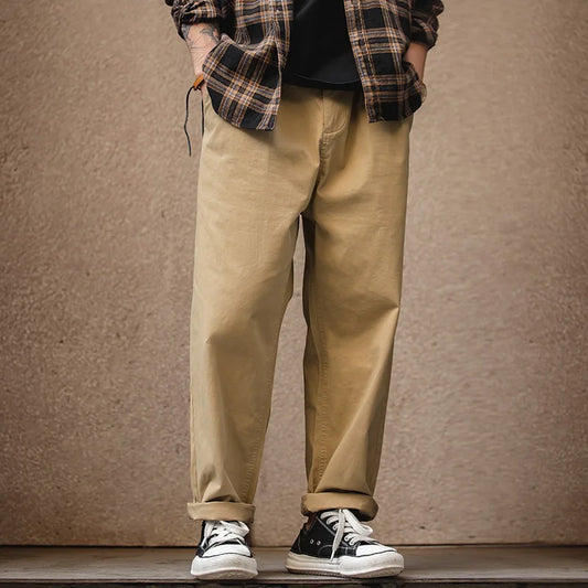 Cavendish Men’s 100% Cotton Casual Trousers – Elastic Waist Straight Leg Chino Style Pants