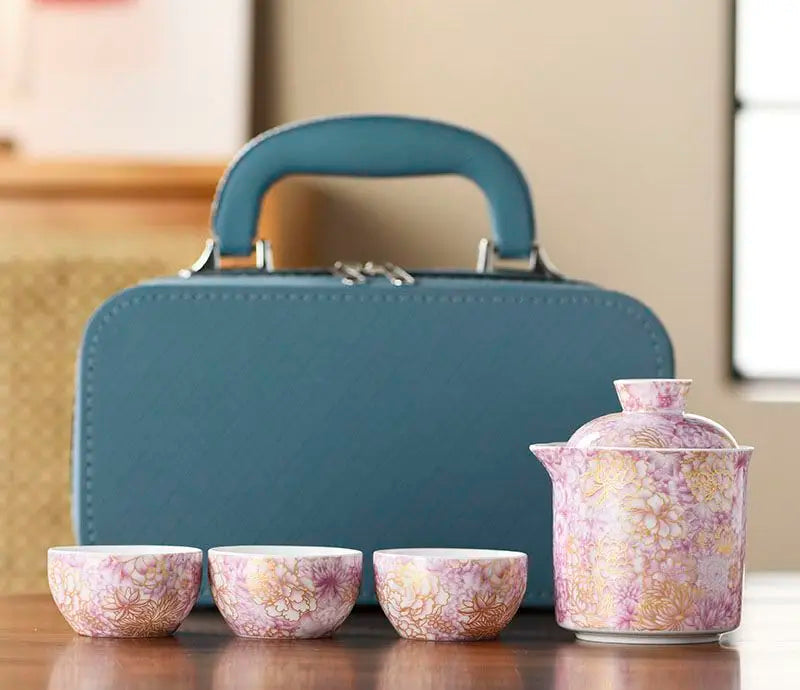 Kiyo Portable Travel Tea Set with Carry Case – Tea Set for Camping & Tea Ceremony