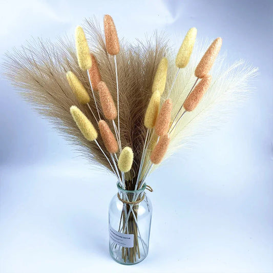 Boho Pampas Grass – 10 Piece Fluffy Reed Stems for Vases, Home Styling & Events