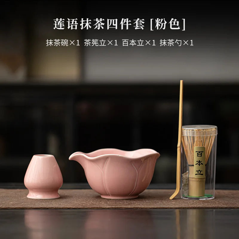 Hasu Lotus Matcha Tea Set – Japanese-Style Lotus Matcha Bowl Set with Traditional Matcha Accessories