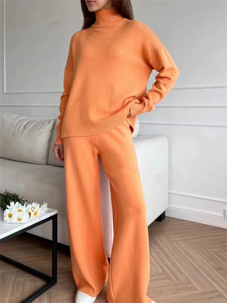 Knitted Co-Ord Set - Plain & Ribbed Knit