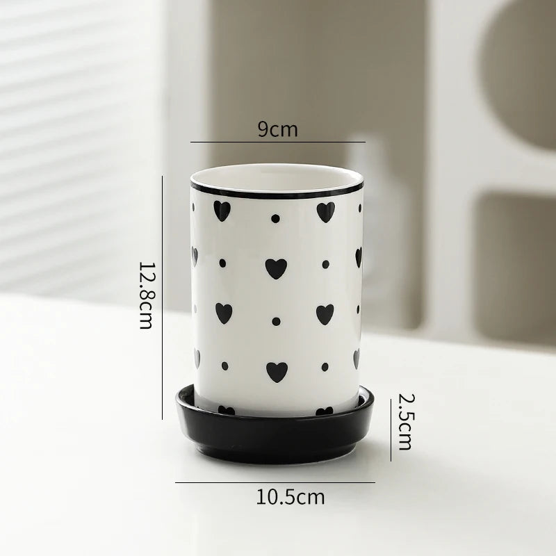 Elements Ceramic Utensil Holder – Kitchen Cutlery Caddy with Drain Base, Chopstick Holder, Countertop Storage Pot