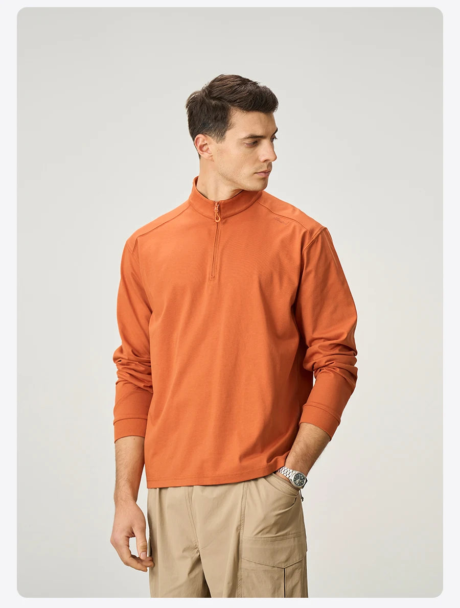 Men’s Quarter Zip Pullover – Lightweight Long Sleeve Funnel Neck Top for Casual Everyday Wear