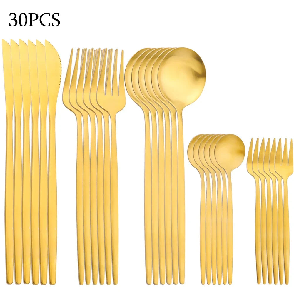 Avelion Cutlery Set 30 Piece – Stainless Steel Knife Fork Spoon Dining Tableware Set
