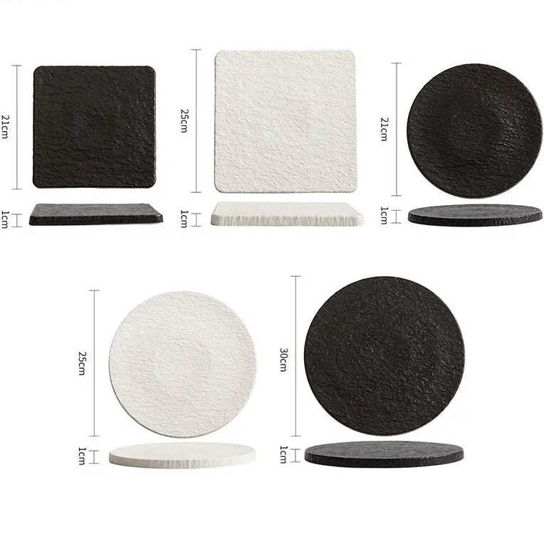 Ishikawa Stone-Effect Ceramic Serving Plate – Steak, Sushi & Dessert Plate