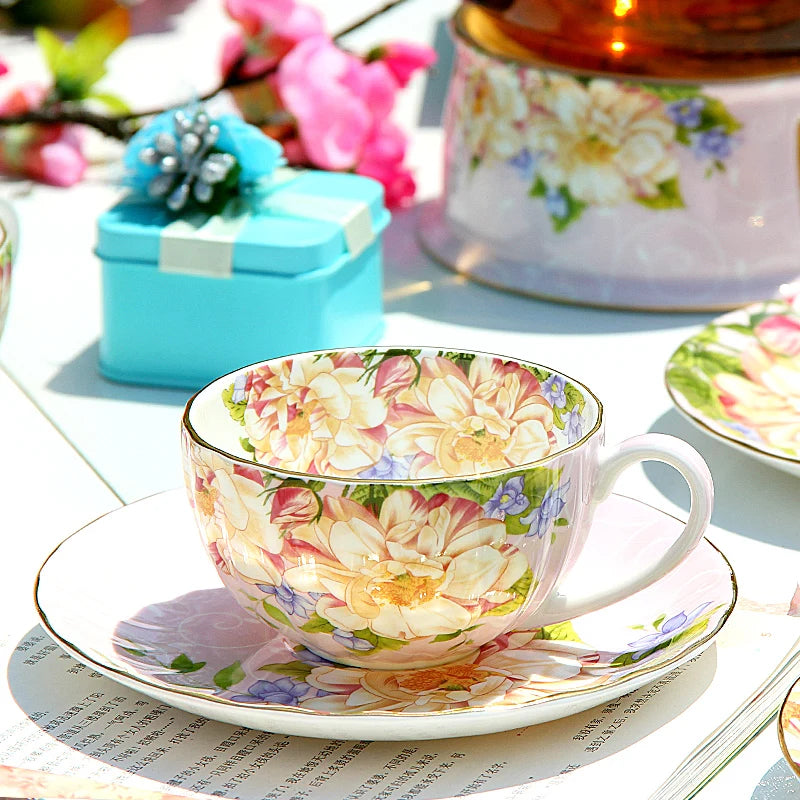 Floral Blossom Fine Teacup & Saucer Set