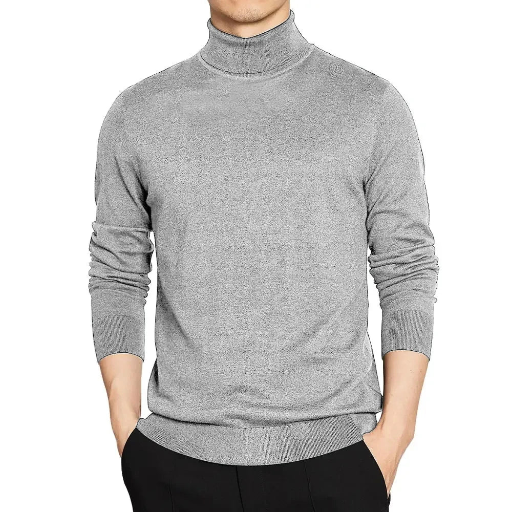 Men’s Roll Neck Jumper – Lightweight Knitted Pullover Sweater for Autumn and Winter Layering