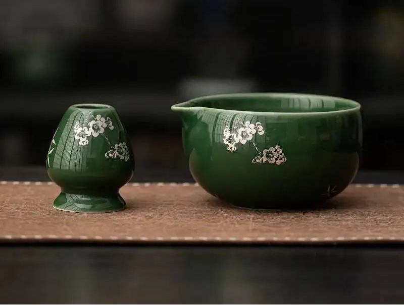 Hanairo Blossom Matcha Tea Set – Ceramic Matcha Bowl Set with Bamboo Whisk and Scoop