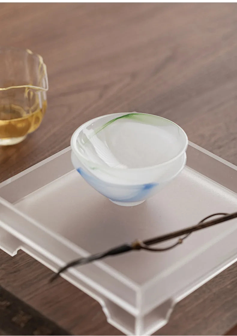 Mizoru Glass Tea Cup Gift Set – 4 Piece Small Tea Cups with Gift Box for Tea Serving, Espresso Cups and Tableware Set