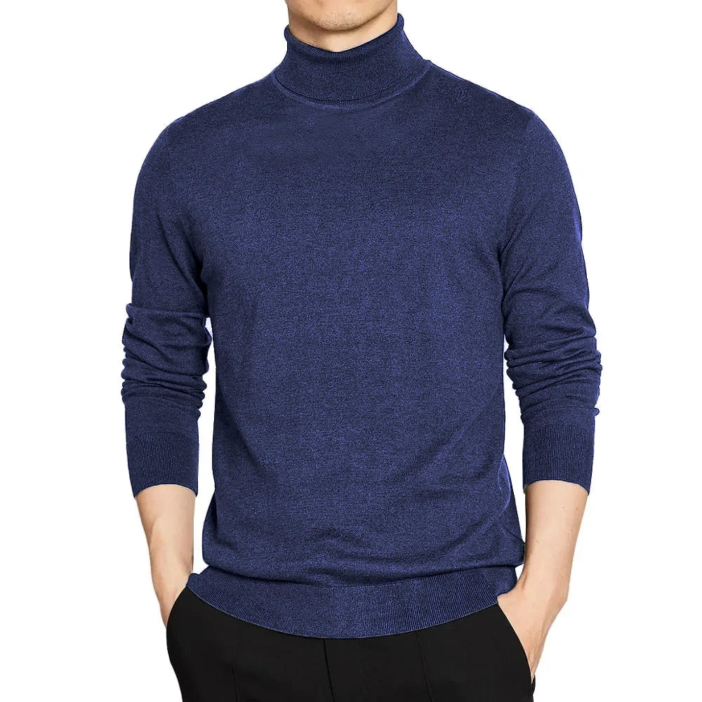 Men’s Roll Neck Jumper – Lightweight Knitted Pullover Sweater for Autumn and Winter Layering