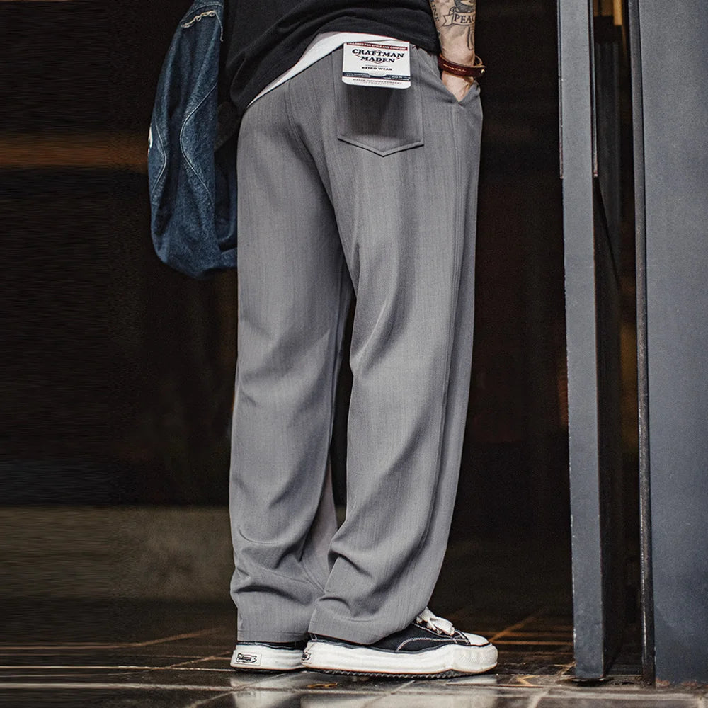 Aldric Men’s Relaxed Fit Tailored Trousers – Elastic Waist Smart Casual Office Trousers