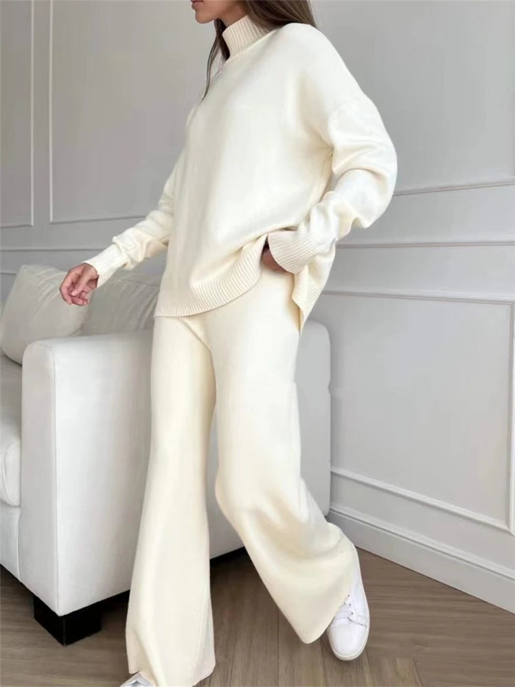 Knitted Co-Ord Set - Plain & Ribbed Knit