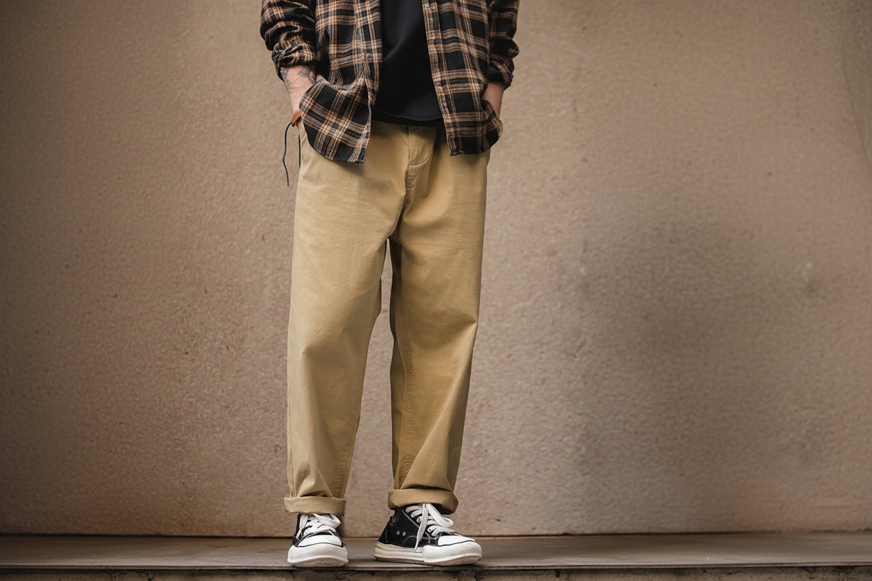 Cavendish Men’s 100% Cotton Casual Trousers – Elastic Waist Straight Leg Chino Style Pants