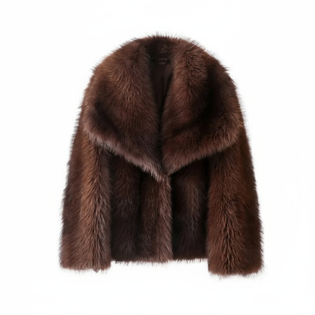 Esmira Cropped Faux Fur Jacket – Plush Mink-Effect Short Coat for Women