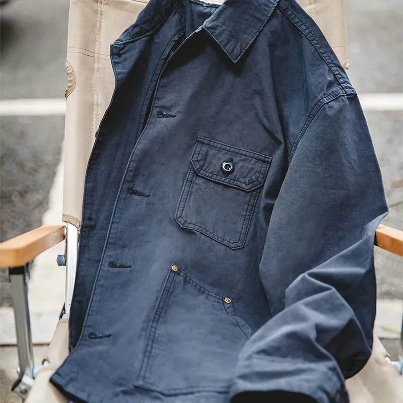 Navy Overize Utility Jacket – Classic Button-Up