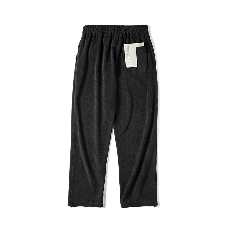 Rowan Men’s Straight Leg Corduroy Trousers – Relaxed Fit Elastic Waist Smart Casual Trousers
