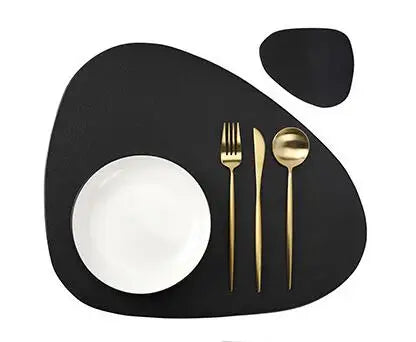 Forma Faux Leather Placemats and Coasters Set – Non Slip Heat Resistant Table Mats Dining Table Place Settings 1 Piece 4 Piece or 6 Piece Sets