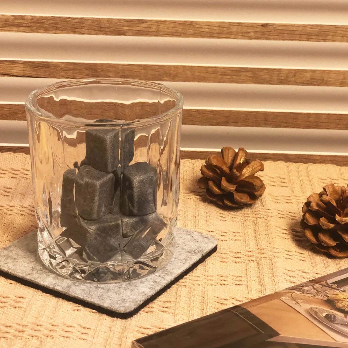 Whisky Glass Gift Set with Cooling Stones & Metal Tongs – Crystal Style Tumblers Gift Box