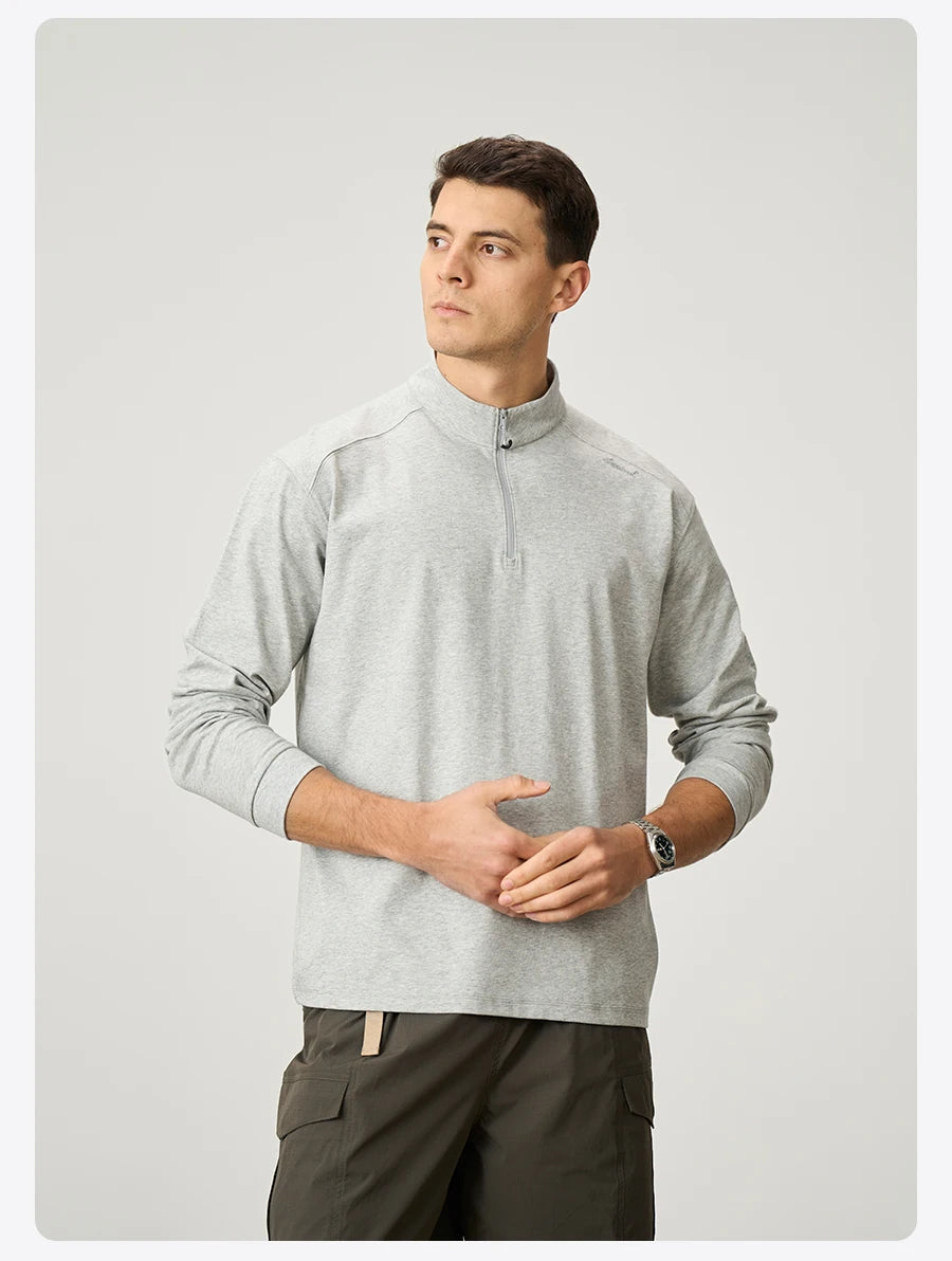 Men’s Quarter Zip Pullover – Lightweight Long Sleeve Funnel Neck Top for Casual Everyday Wear