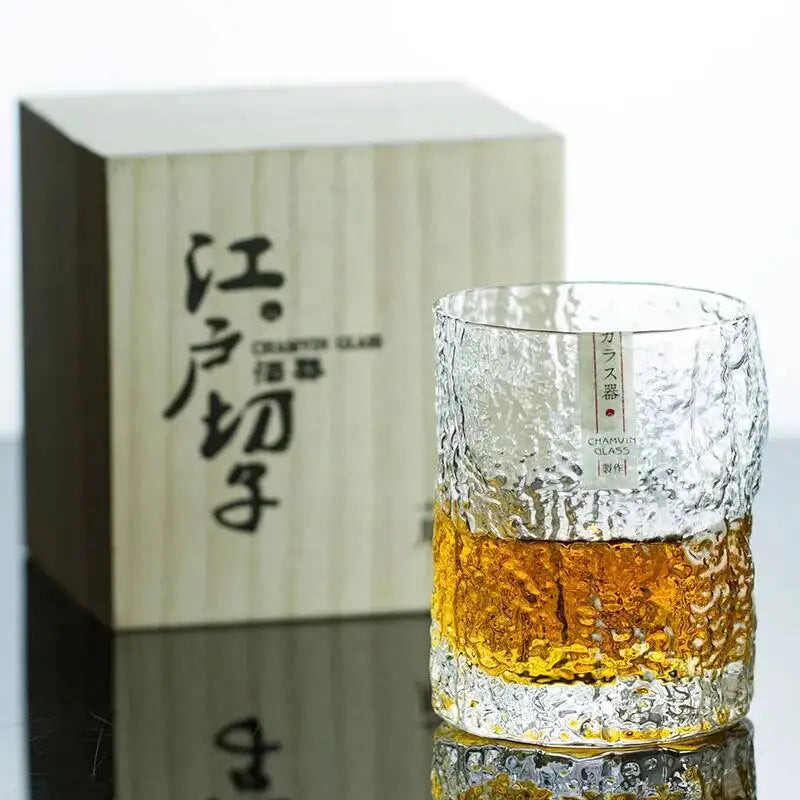Kōzan Japanese Style Handmade Crystal Whisky Glass with Wooden Gift Box