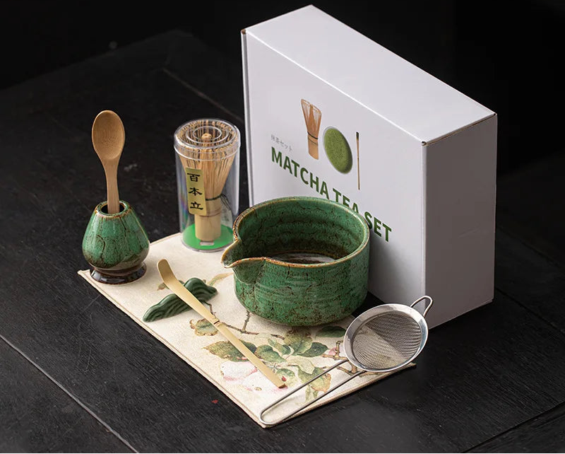Kiyora 8 Piece Japanese Matcha Tea Set – Traditional Matcha Gift Set with Bowl, Bamboo Whisk and Accessories
