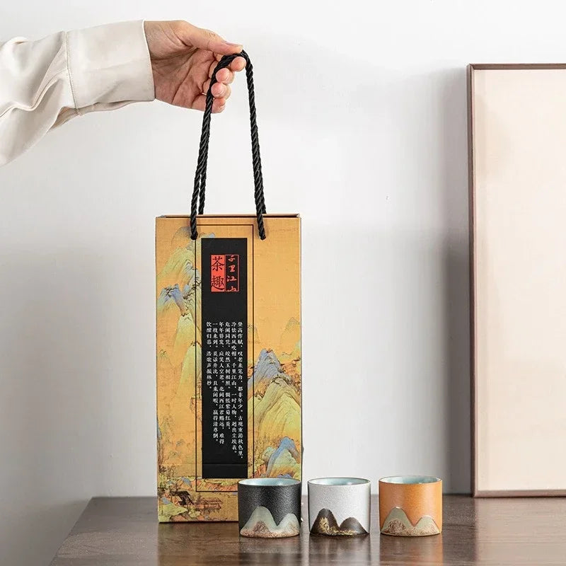 Sora Ceramic Espresso Cup Gift Set – 3 Piece Coffee & Herbal Tea Cups with Gift Box