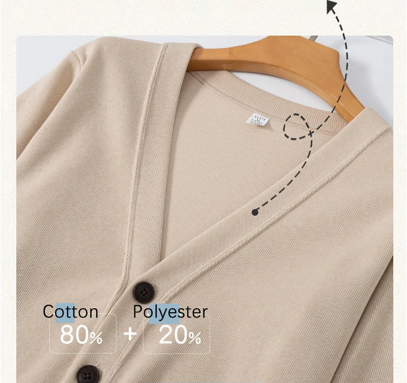 Men’s Button-Up Knit Cardigan – Long Sleeve Lightweight Casual Layer with Pockets