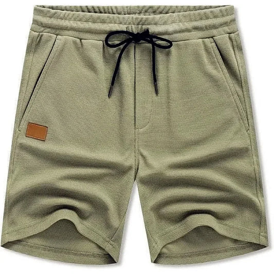 Men’s Waffle Knit Shorts – Textured Drawstring Summer Shorts with Pockets