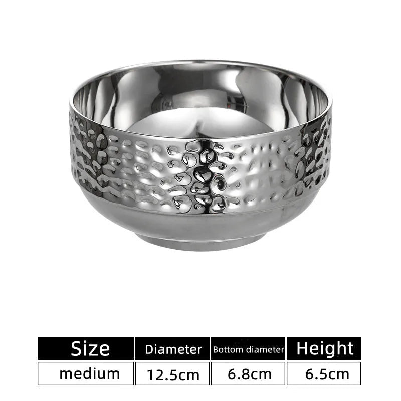 Stainless Steel Double Wall Rice Bowl – Heat Resistant Soup, Ramen & Salad Bowl for Kitchen Dining