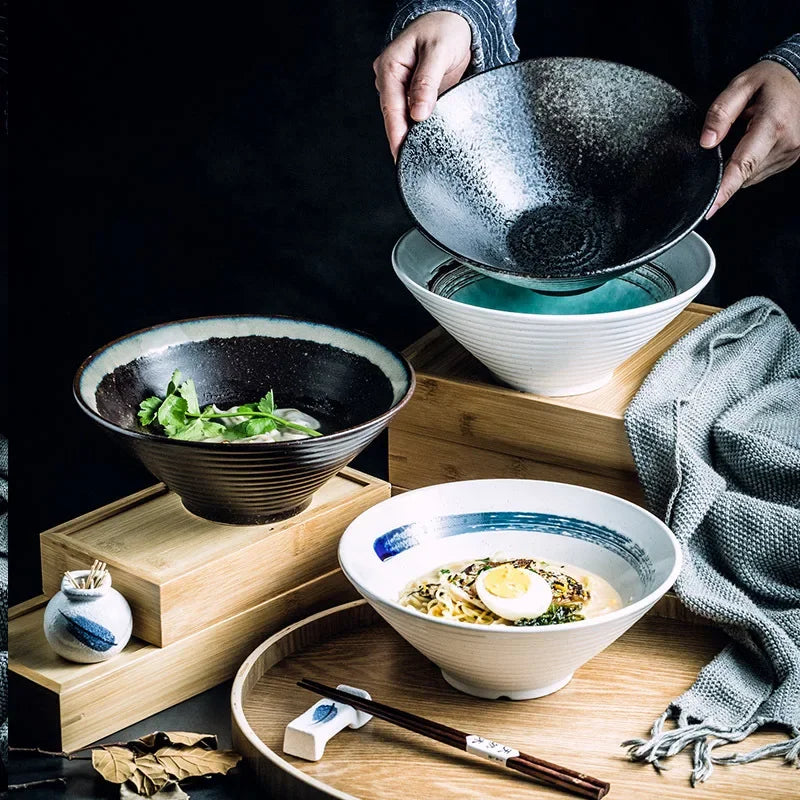 Kazumi Ceramic Ramen Bowls – Japanese Style Noodle Bowls, Large Soup Bowls, Dinnerware Collection