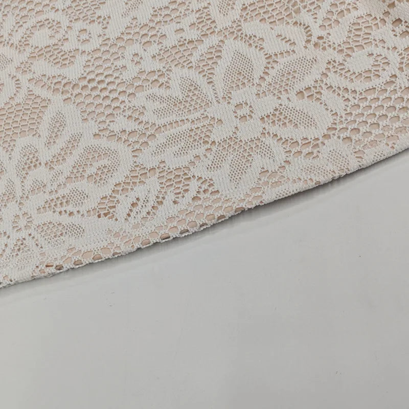 Marcellina Lace Mini Dress – Long Sleeve Keyhole Cut-Out Cocktail Dress in Ivory or Black