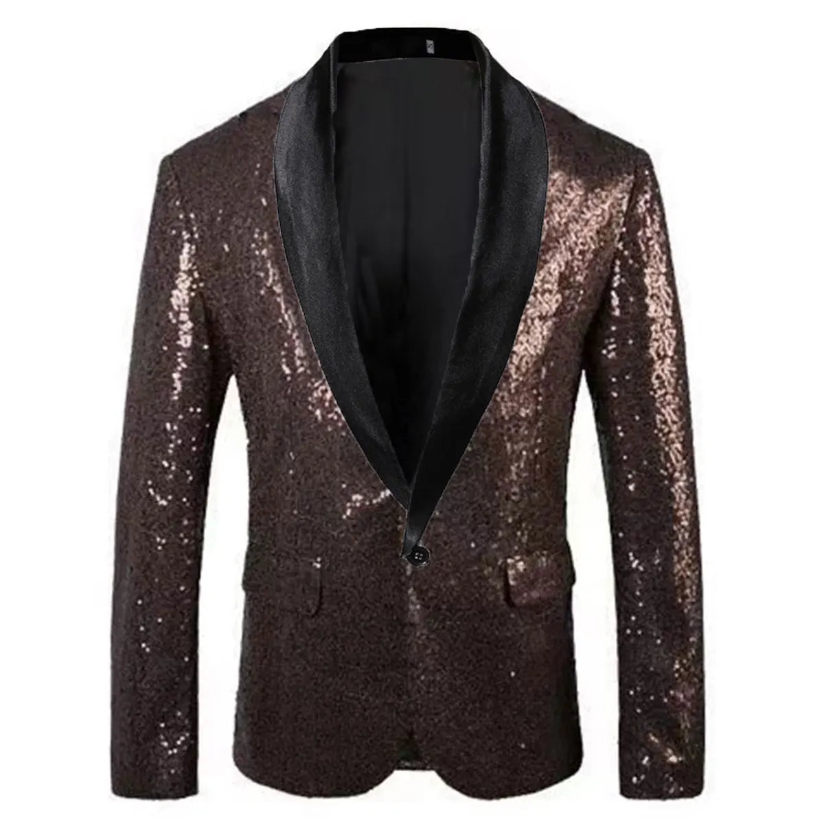 Keston Men’s Sequin Party Blazer – Shawl Lapel Single-Button Evening Jacket for Parties & Events