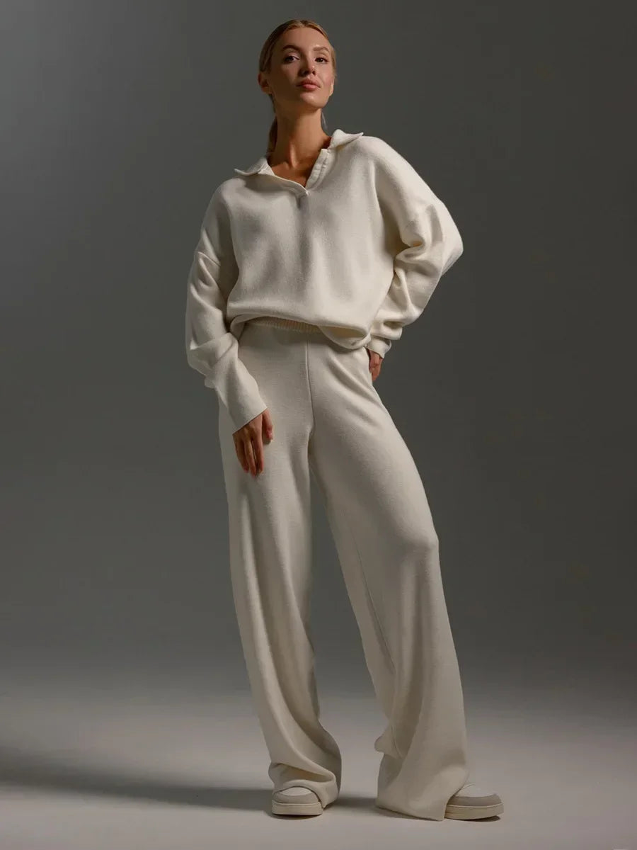 Serelina Relaxed Fit Knit Co-Ord Set – Wide Leg Jumper Lounge Set for Women