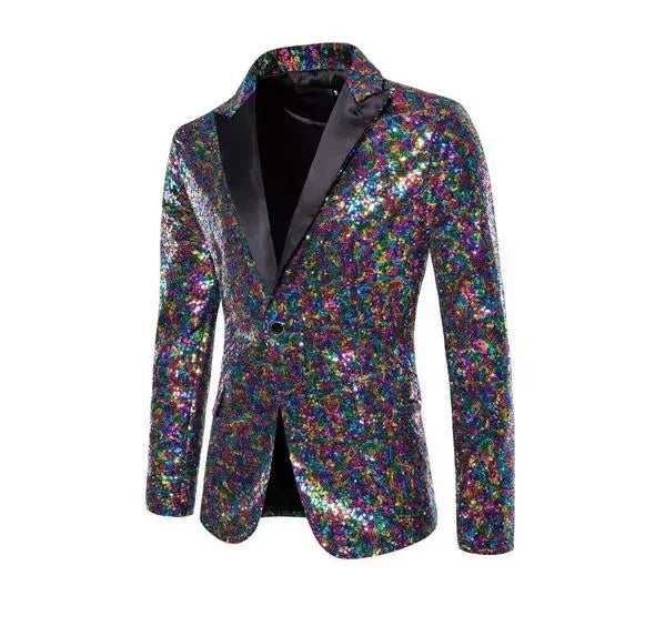 Keston Men’s Sequin Party Blazer – Shawl Lapel Single-Button Evening Jacket for Parties & Events