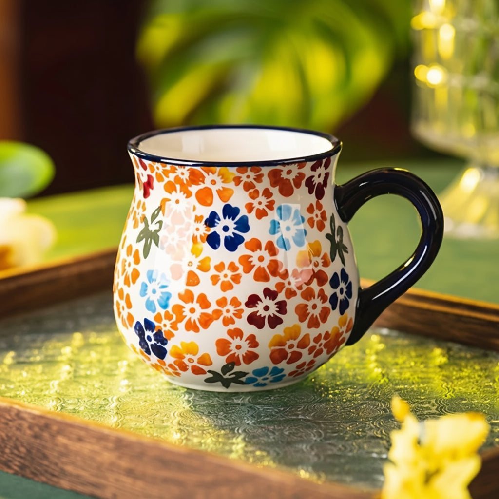 Vintage Floral Coffee and Tea Mug – Colourful Ceramic Cup with Handle