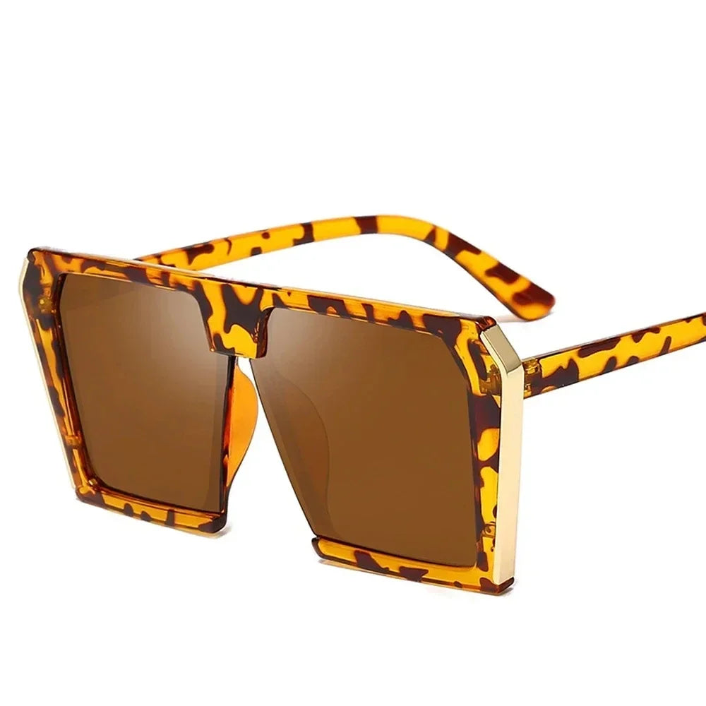 Zayna Oversized Square Sunglasses – Black & Gold Statement Fashion Shades with UV Protection
