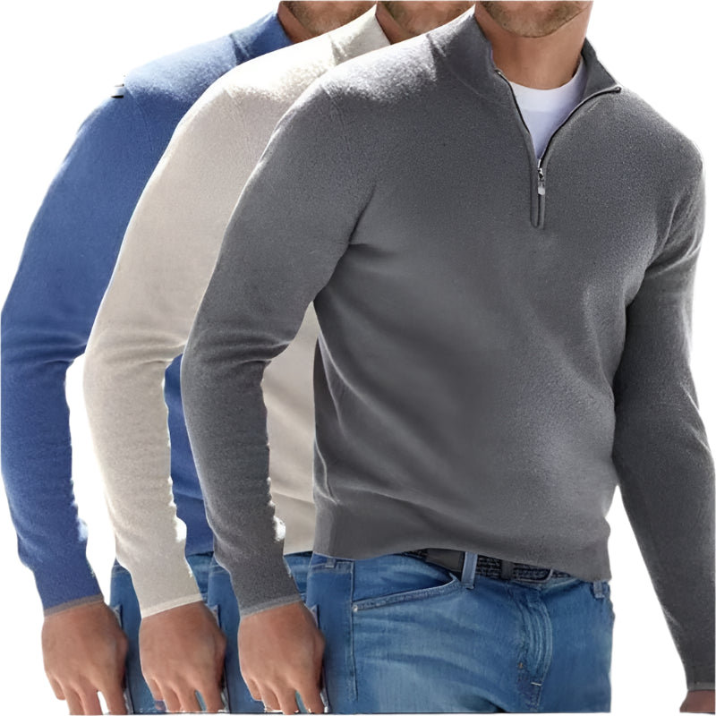Men's Quarter-Zip Pullover Sweater, Casual Knit Long Sleeve