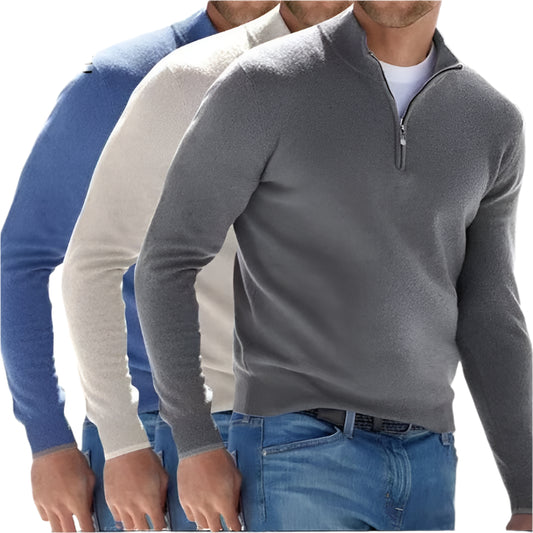 Men's Quarter-Zip Pullover Sweater, Casual Knit Long Sleeve